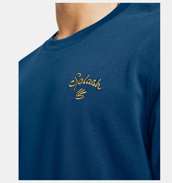Petrol Mavisi Erkek Curry İşlemeli Splash T-shirt