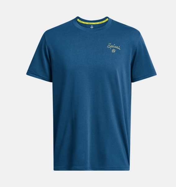 Petrol Mavisi Erkek Curry İşlemeli Splash T-shirt