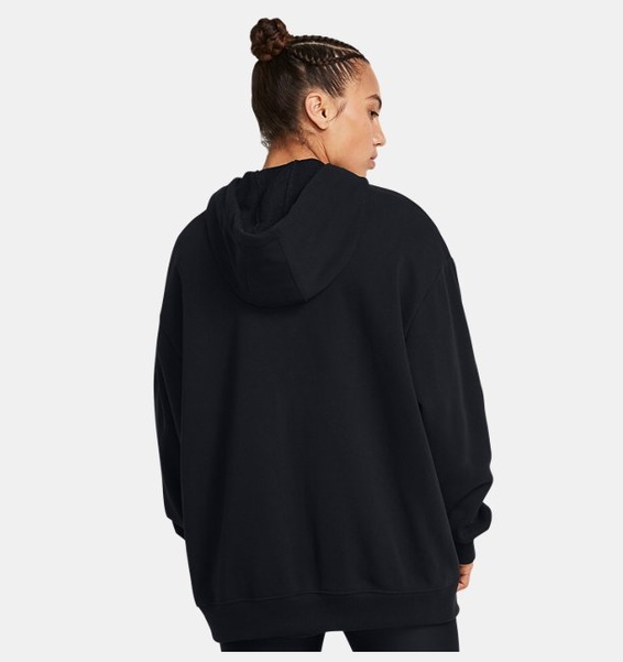 Siyah Kadın Project Rock Heavyweight Terry Oversized Tam Boy Fermuarlı Sweatshirt
