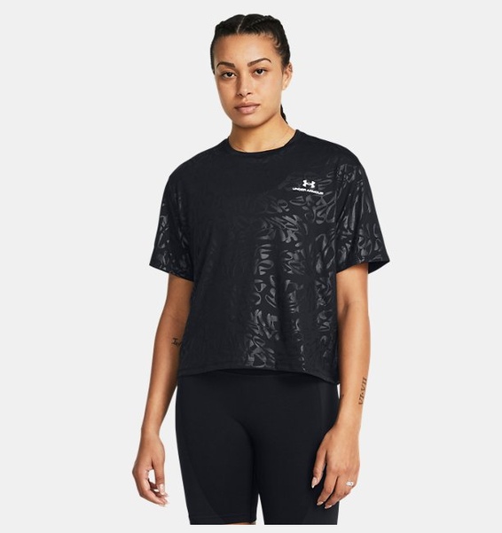 Siyah Kadın UA Vanish Energy EmbOversizeds Crop Kısa Kollu T-shirt