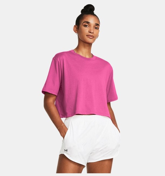 Pembe Kadın Campus Boxy Crop Kısa Kollu T-shirt