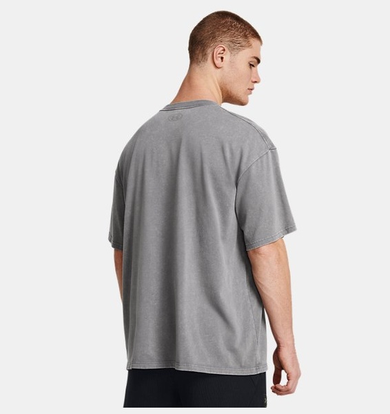 Gri Erkek UA Heavyweight Oversized Kısa Kollu T-shirt