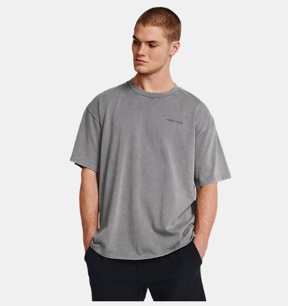 Gri Erkek UA Heavyweight Oversized Kısa Kollu T-shirt