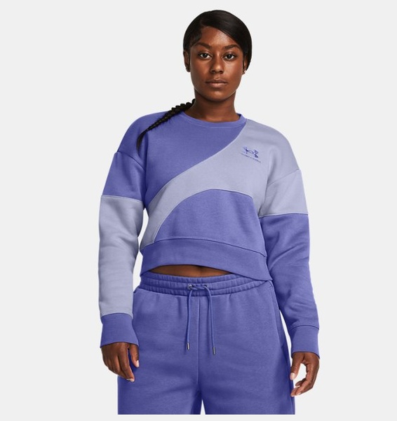 Mor Kadın UA Icon Fleece Crop Crew Uzun Kollu T-shirt