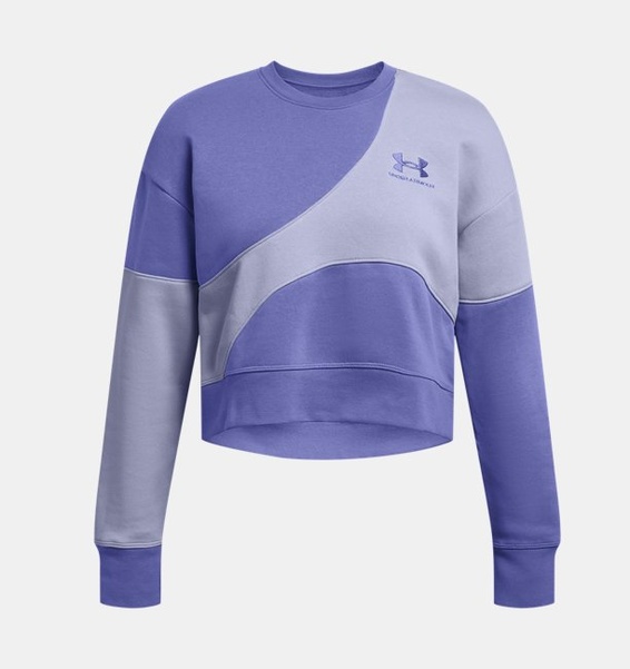 Mor Kadın UA Icon Fleece Crop Crew Uzun Kollu T-shirt