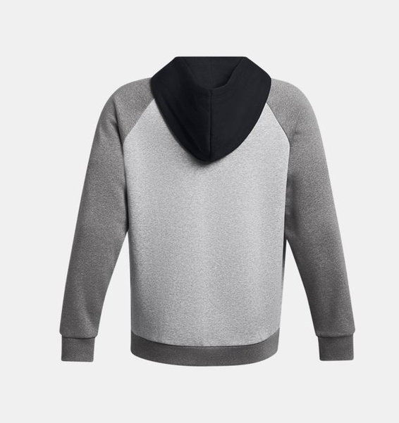 Gri Erkek UA Rival Fleece Colorblock Tam Boy Fermuarlı Sweatshirt
