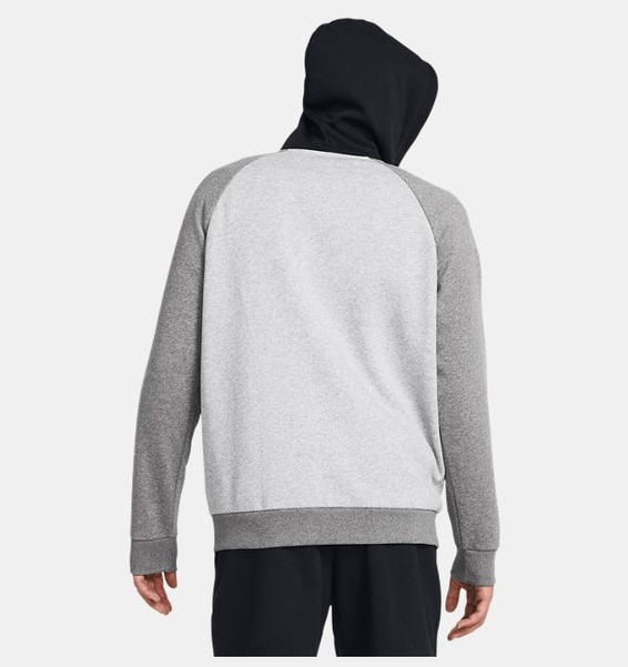 Gri Erkek UA Rival Fleece Colorblock Tam Boy Fermuarlı Sweatshirt