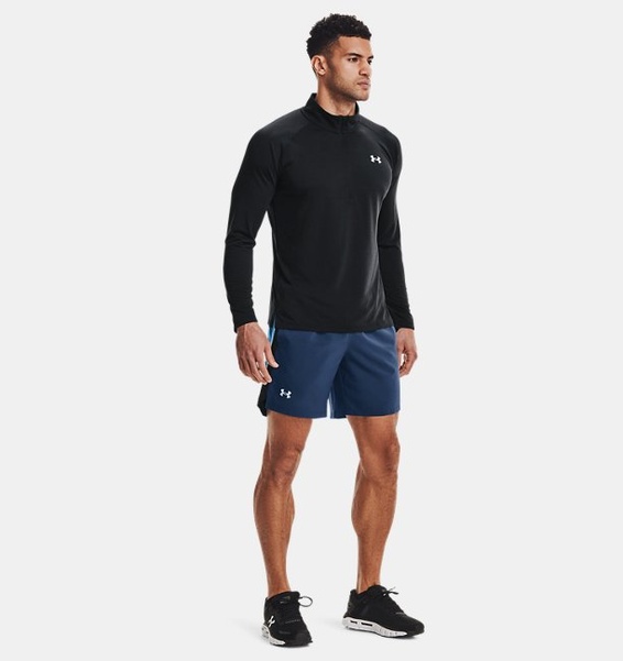 Siyah ErkekUA Streaker Koşu ½ Fermuarlı Sweatshirt