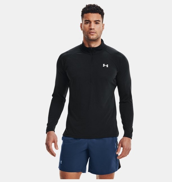 Siyah ErkekUA Streaker Koşu ½ Fermuarlı Sweatshirt