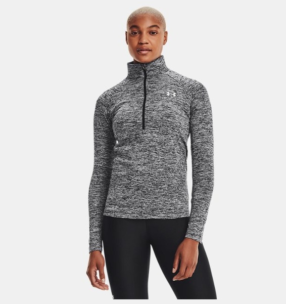 Siyah Kadın UA Tech™ Twist ½ Boy Fermuarlı Sweatshirt