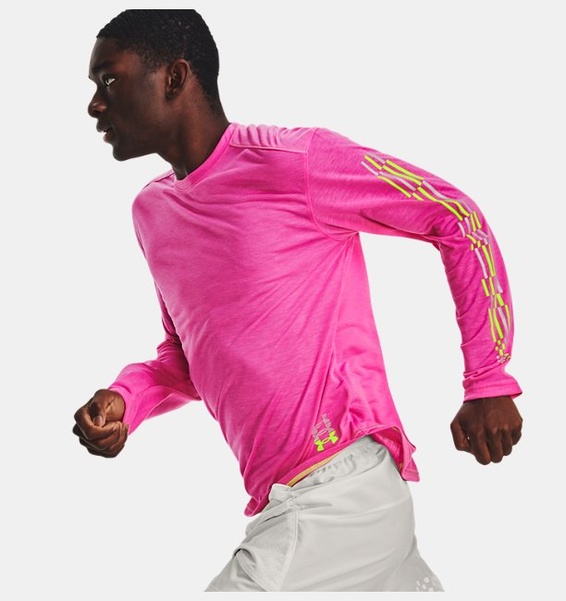 Pembe Erkek UA Koşu Anywhere Breeze Uzun Kollu T-shirt