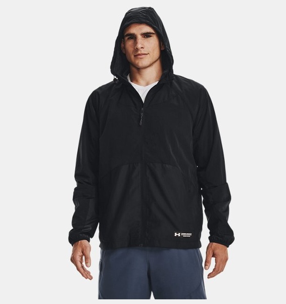 Siyah Erkek UA RUSH™ Dokuma Tam Boy Fermuarlı Sweatshirt