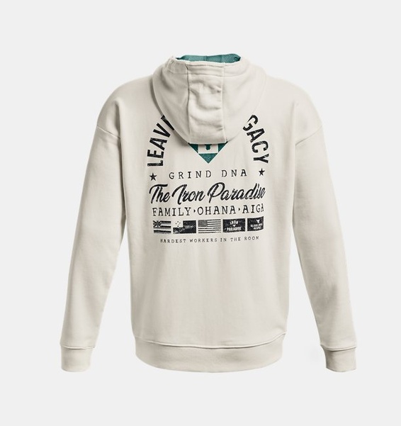 Beyaz Erkek Project Rock Heavyweight Terry Tam Boy Fermuarlı Sweatshirt