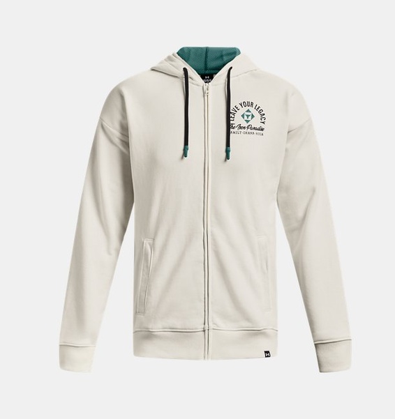 Beyaz Erkek Project Rock Heavyweight Terry Tam Boy Fermuarlı Sweatshirt