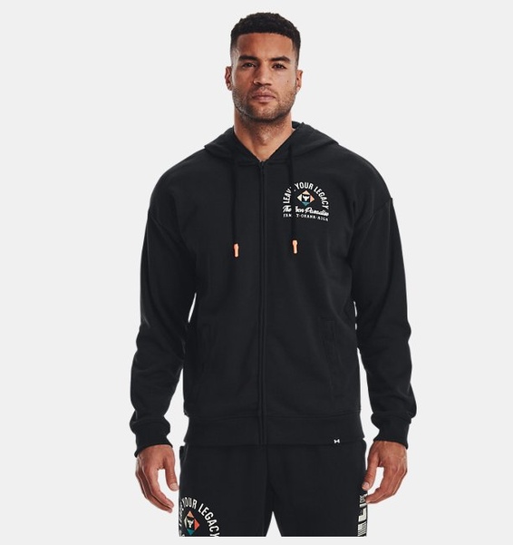 Siyah Erkek Project Rock Heavyweight Terry Tam Boy Fermuarlı Sweatshirt