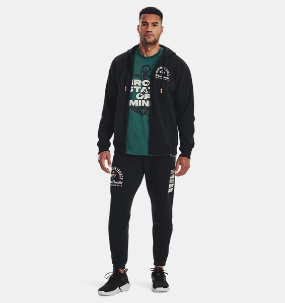 Siyah Erkek Project Rock Heavyweight Terry Tam Boy Fermuarlı Sweatshirt