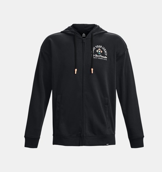 Siyah Erkek Project Rock Heavyweight Terry Tam Boy Fermuarlı Sweatshirt