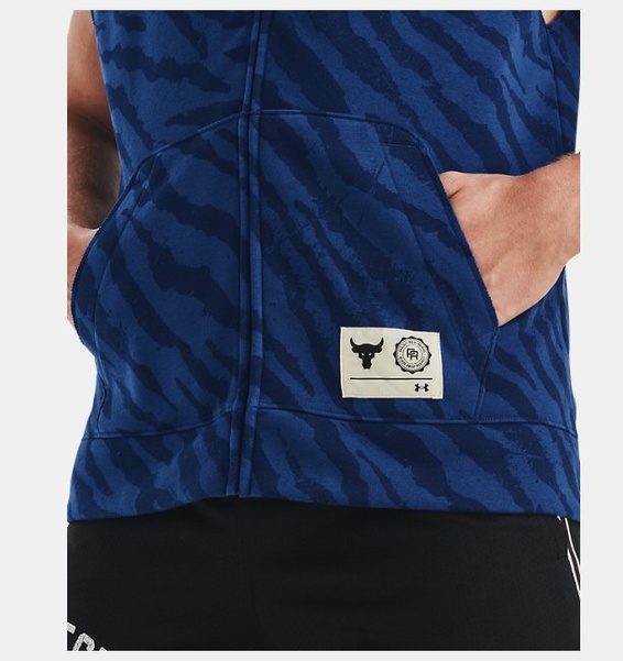 Mavi Erkek Project Rock Rival Fleece Sleeveless Baskılı Tam Boy Fermuarlı Sweatshirt