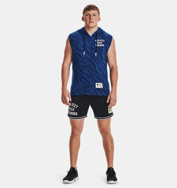 Mavi Erkek Project Rock Rival Fleece Sleeveless Baskılı Tam Boy Fermuarlı Sweatshirt