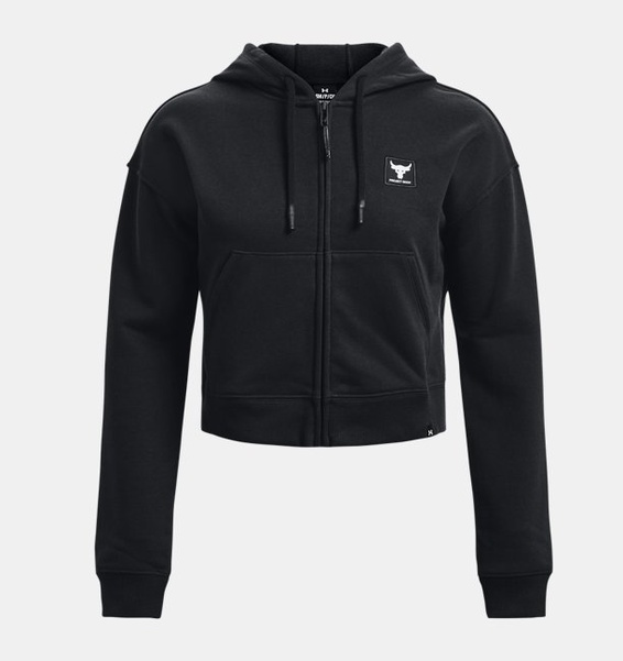 Siyah Kadın Project Rock Heavyweight Terry Tam Boy Fermuarlı Sweatshirt