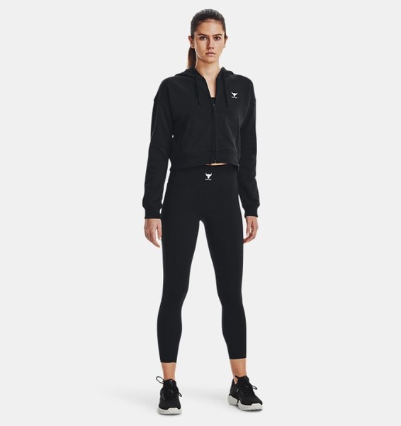 Siyah Kadın Project Rock Heavyweight Terry Tam Boy Fermuarlı Sweatshirt