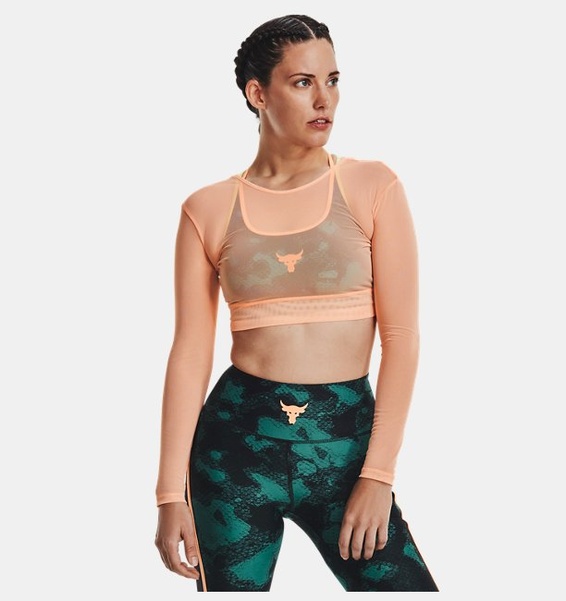 Turuncu Kadın Project Rock Sheer Mesh Uzun Kollu T-shirt