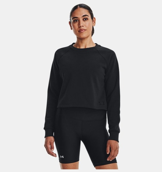 Siyah Kadın UA Terry Crop Uzun Kollu T-shirt