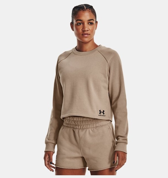 Kahverengi Kadın UA Terry Crop Uzun Kollu T-shirt