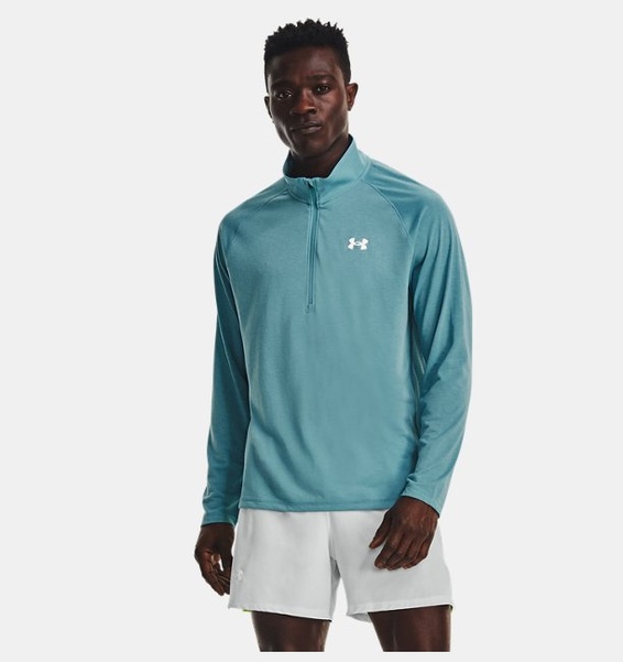 Mavi ErkekUA Streaker Koşu ½ Fermuarlı Sweatshirt