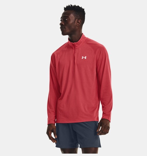 Kırmızı ErkekUA Streaker Koşu ½ Fermuarlı Sweatshirt