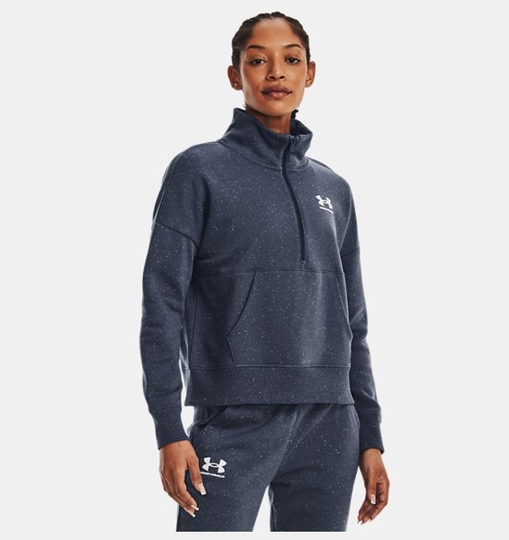 Gri Kadın UA Rival Fleece ½ Fermuarlı Sweatshirt