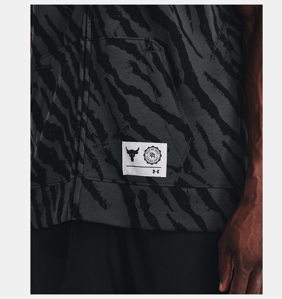 Siyah Erkek Project Rock Rival Fleece Sleeveless Baskılı Tam Boy Fermuarlı Sweatshirt