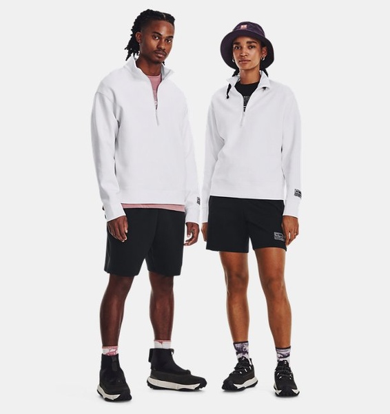 Beyaz Unisex UA Summit Örgü ½ Fermuarlı Sweatshirt