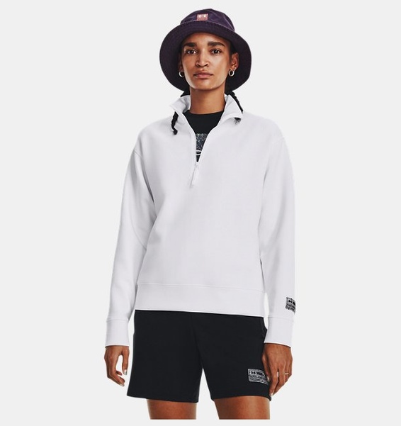 Beyaz Unisex UA Summit Örgü ½ Fermuarlı Sweatshirt