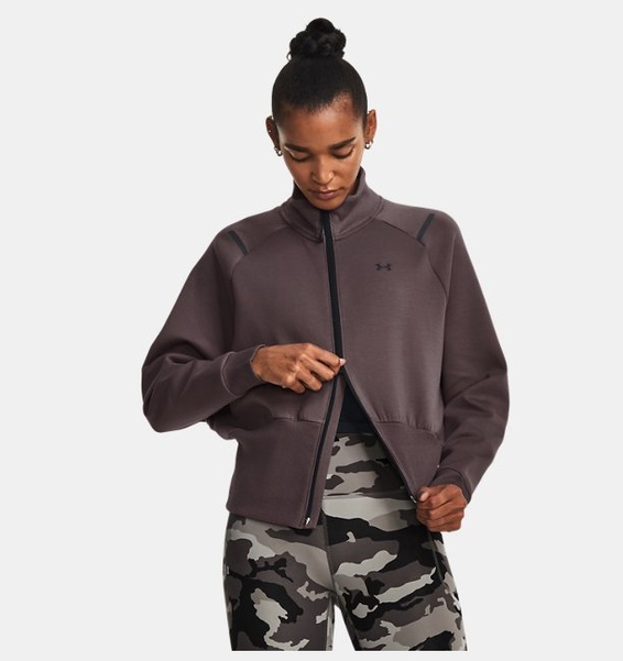 Gri Kadın UA Unstoppable Fleece Tam Boy Fermuarlı Sweatshirt