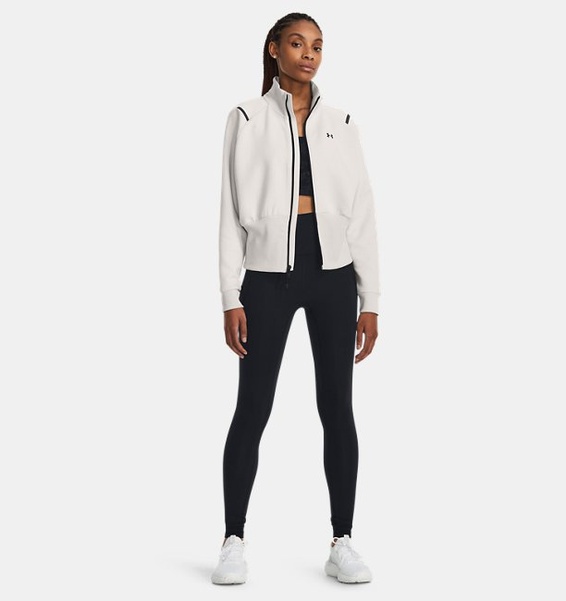 Beyaz Kadın UA Unstoppable Fleece Tam Boy Fermuarlı Sweatshirt
