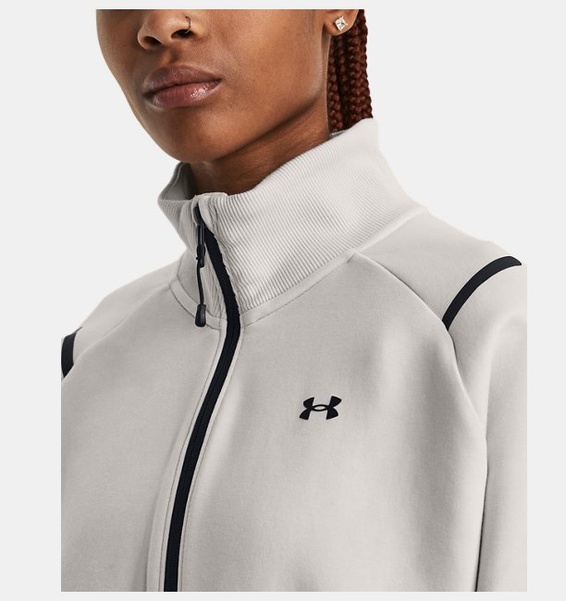 Beyaz Kadın UA Unstoppable Fleece Tam Boy Fermuarlı Sweatshirt