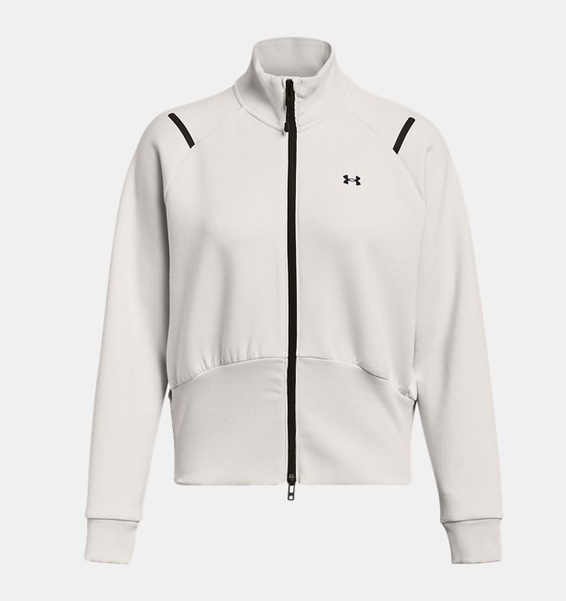 Beyaz Kadın UA Unstoppable Fleece Tam Boy Fermuarlı Sweatshirt