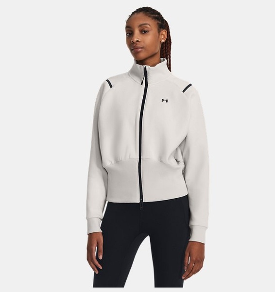 Beyaz Kadın UA Unstoppable Fleece Tam Boy Fermuarlı Sweatshirt