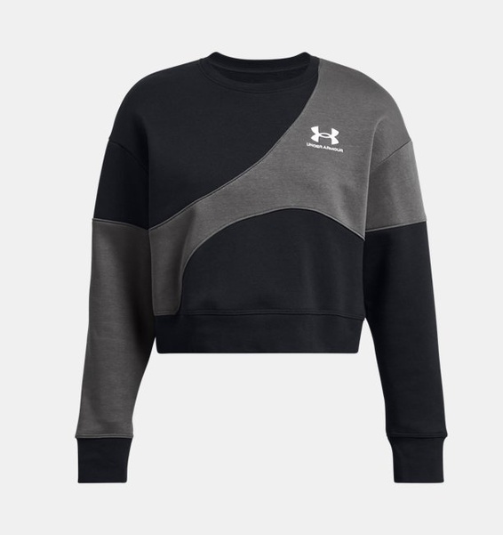 Siyah Kadın UA Icon Fleece Crop Crew Uzun Kollu T-shirt