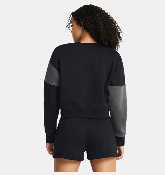 Siyah Kadın UA Icon Fleece Crop Crew Uzun Kollu T-shirt