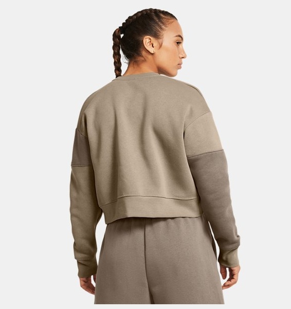 Kahverengi Kadın UA Icon Fleece Crop Crew Uzun Kollu T-shirt