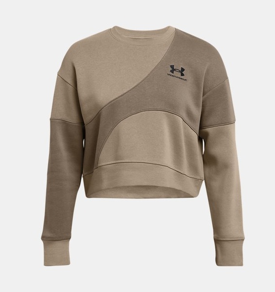 Kahverengi Kadın UA Icon Fleece Crop Crew Uzun Kollu T-shirt