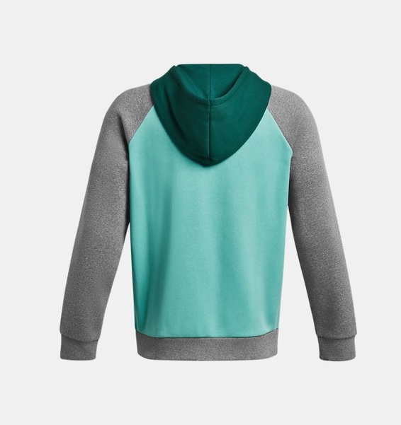 Turkuaz Erkek UA Rival Fleece Colorblock Tam Boy Fermuarlı Sweatshirt