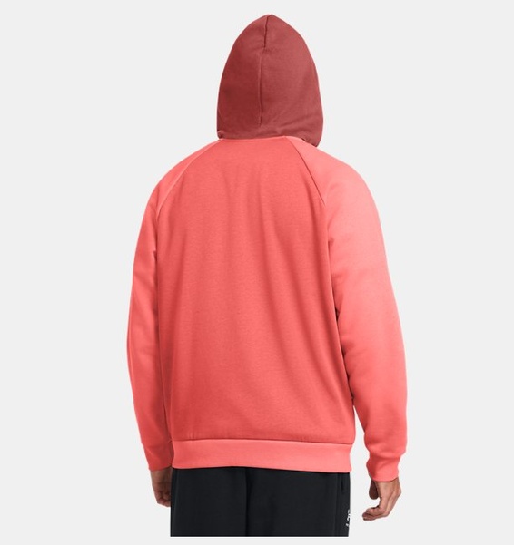 Kırmızı Erkek UA Rival Fleece Colorblock Tam Boy Fermuarlı Sweatshirt
