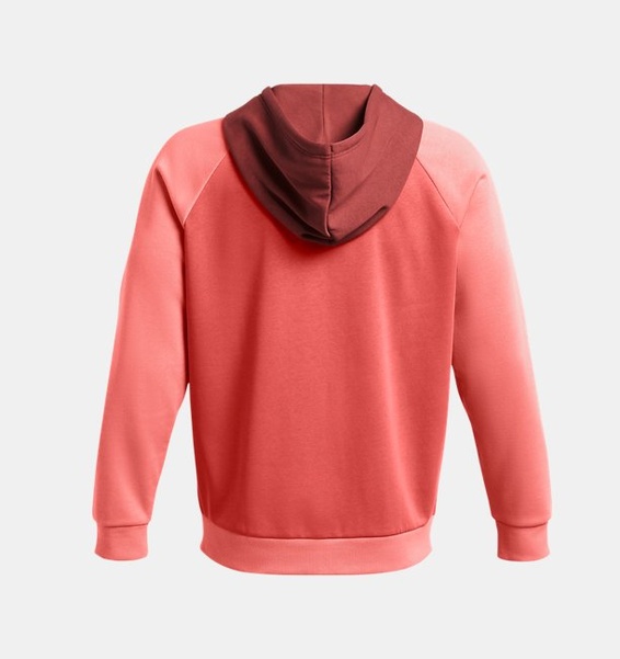 Kırmızı Erkek UA Rival Fleece Colorblock Tam Boy Fermuarlı Sweatshirt