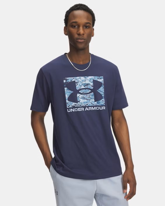 Erkek UA ABC Camo Boxed Logo Kısa Kollu T-shirt Mavi