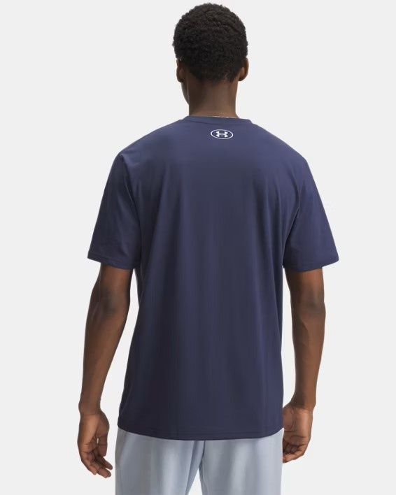 Mavi Erkek UA ABC Camo Boxed Logo Kısa Kollu T-shirt