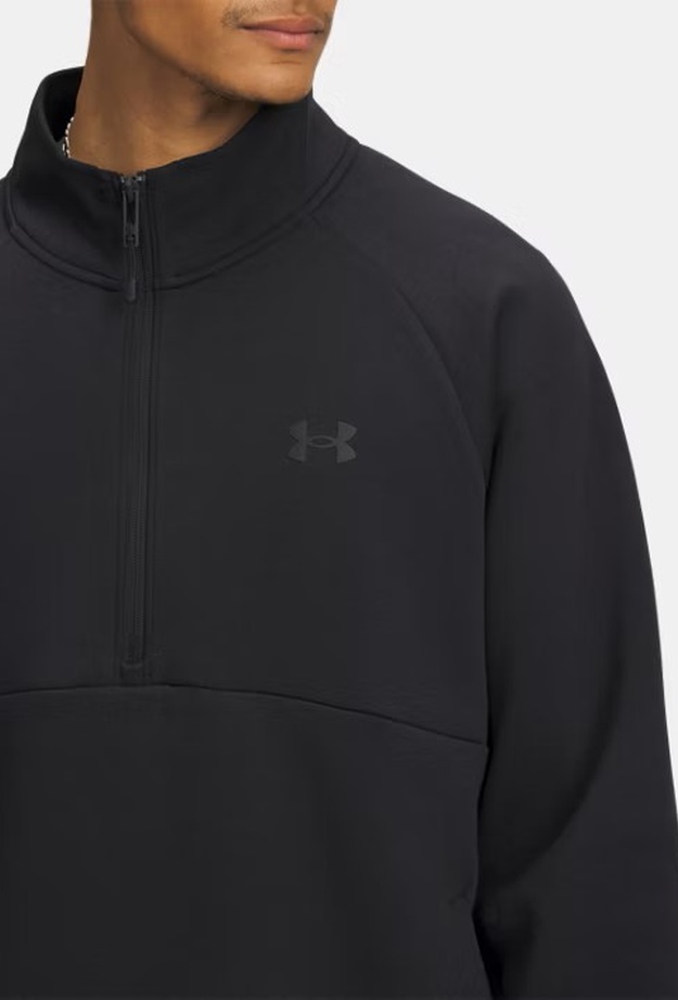 Erkek UA Unstoppable Fleece Half Zip Sweatshirt Siyah 198632726082