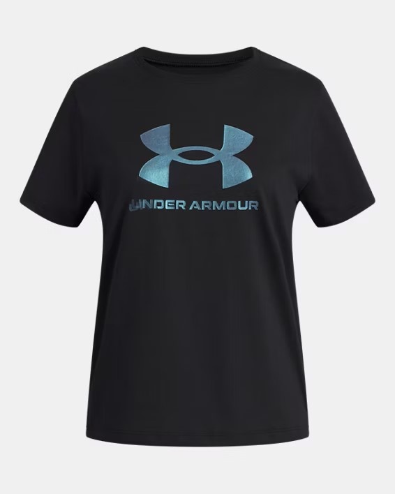 Siyah Kız Çocuk UA Rival Shimmer Kısa Kollu T-Shirt